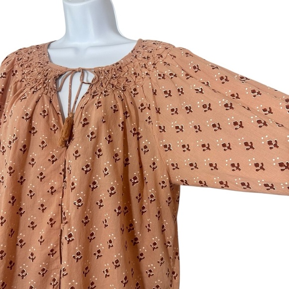 Cleobella Rue Blouse Womens Large Organic Cotton Boho Peasant Petal Pink Top - Picture 6 of 15